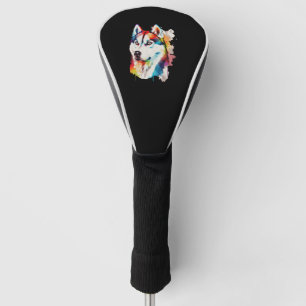 Watercolor Siberian Husky Colorful Husky Dog Lover Golf Head Cover