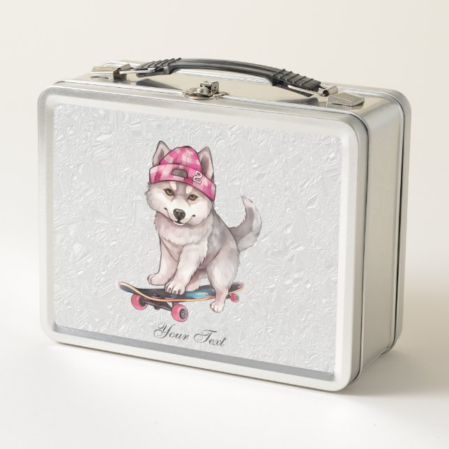 Watercolor Siberian Husky Metal Lunch Box (Front)