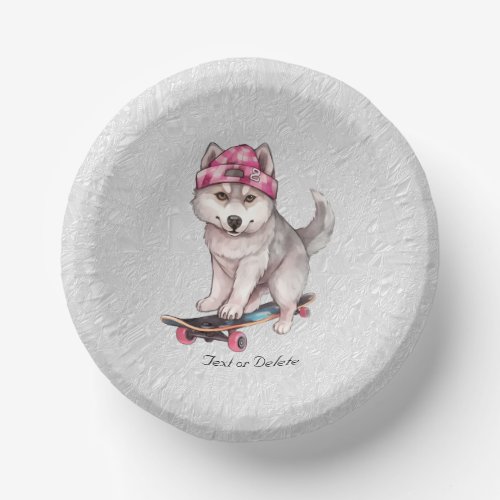 Watercolor Siberian Husky Paper Bowl