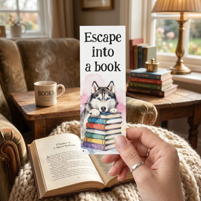 Watercolor Siberian Husky Stack of Books Reading Bookmarks (Creator Uploaded)
