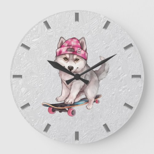 Watercolor Siberian Husky Wall Clock