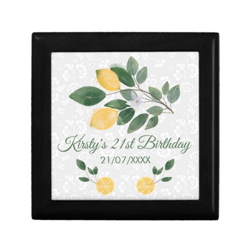 Watercolor Sicilian Lemons Birthday Gift Box