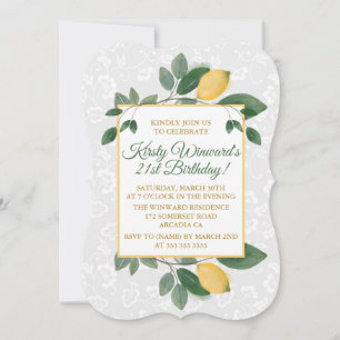 Watercolor Sicilian Lemons Birthday Invitation