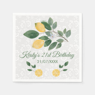 Watercolor Sicilian Lemons Birthday Napkins