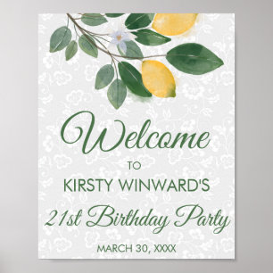 Watercolor Sicilian Lemons Birthday Party Poster