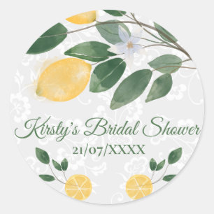 Watercolor Sicilian Lemons Bridal Shower Classic Round Sticker