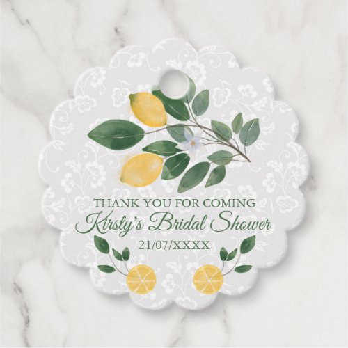 Watercolor Sicilian Lemons Bridal Shower Favor Tags