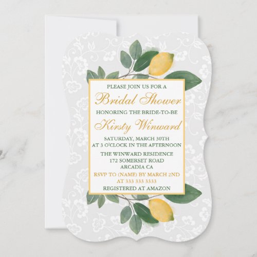 Watercolor Sicilian Lemons Bridal Shower Invitation