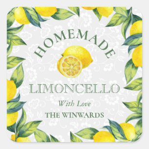 Watercolor Sicilian Lemons Homemade Limoncello Square Sticker