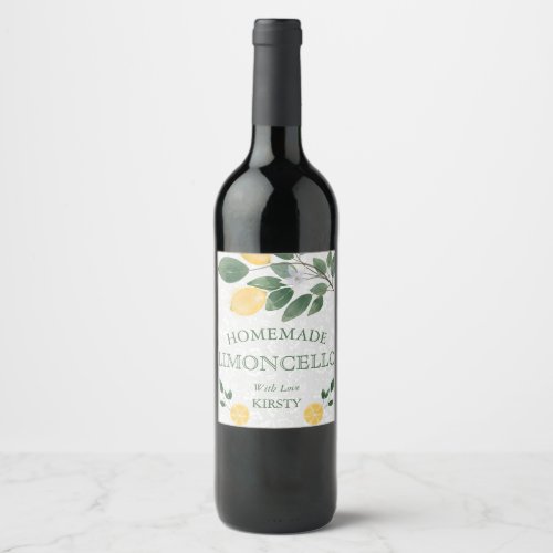 Watercolor Sicilian Lemons Homemade Limoncello Wine Label