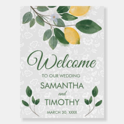 Watercolor Sicilian Lemons Wedding Foam Board