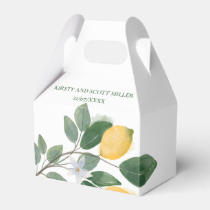 Watercolor Sicilian Lemons Wedding Thank You Favor Boxes