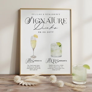 Watercolor Signature Drink Wedding Bar Sign