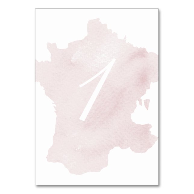Watercolor Silhouette of France Table Number (Front)