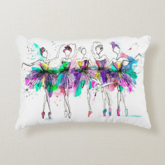 Watercolor silhouettes of ballerinas. Bright spray Accent Pillow