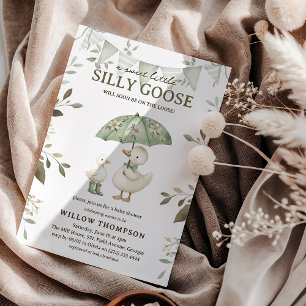 Watercolor Silly Goose Baby Shower Invitation