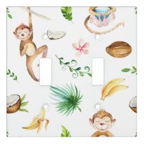Watercolor Silly Monkeys   Light Switch Cover