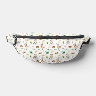 Watercolor Silly Monkeys Pattern Fanny Pack