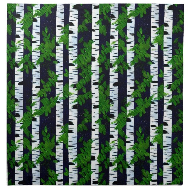 Watercolor silver birch tree napkin (Front)