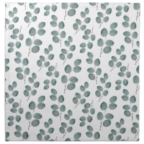 Watercolor Silver Dollar Eucalyptus Leaves Pattern Cloth Napkin