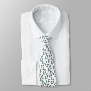 Watercolor Silver Dollar Eucalyptus Leaves Pattern Neck Tie
