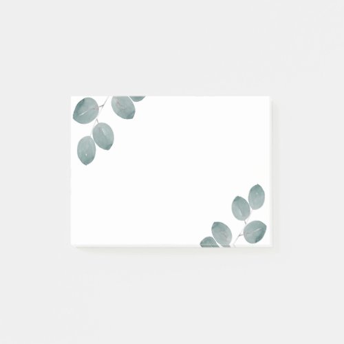 Watercolor Silver Dollar Eucalyptus Leaves Post_it Notes