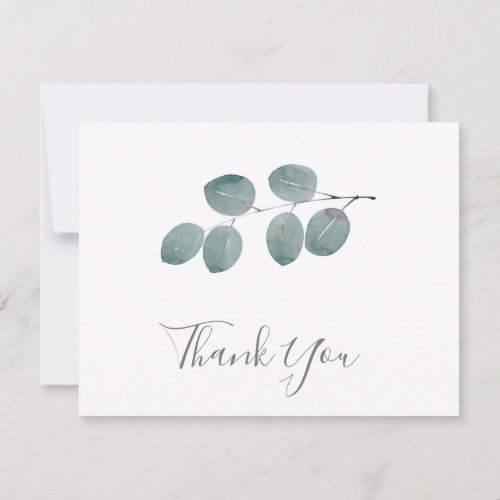 Watercolor Silver Dollar Eucalyptus Leaves Thank You Card