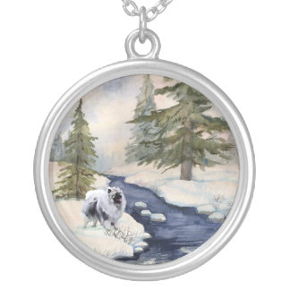 watercolor silver plated necklace