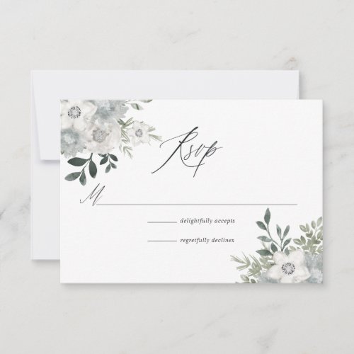 Watercolor Silver Sage Floral Wedding RSVP Card