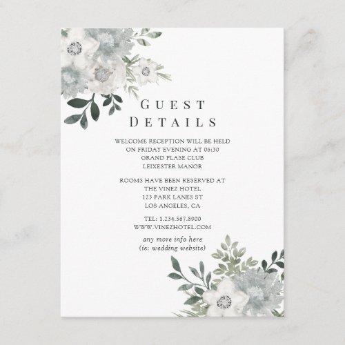 Watercolor Silver Sage Guest Details Enclosure Card