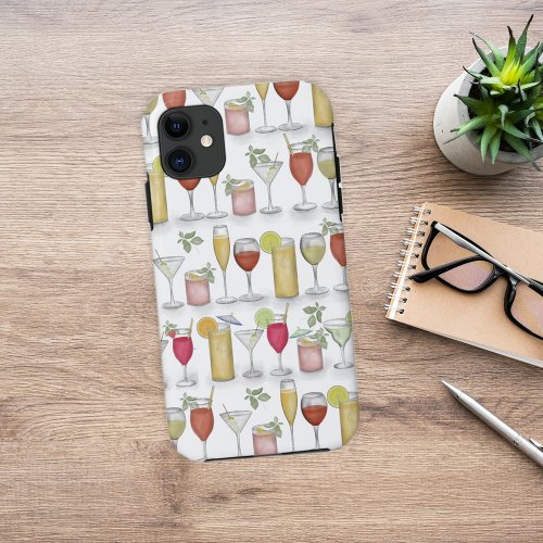 Watercolor Simple Cocktail Drinks Whimsical Cute iPhone 11 Case