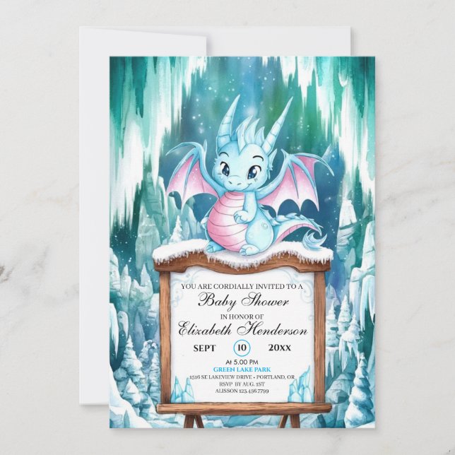 Watercolor Simple Dragon Baby Shower Invitation (Front)