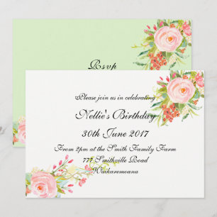 Watercolor Simple Elegant Birthday Invitation