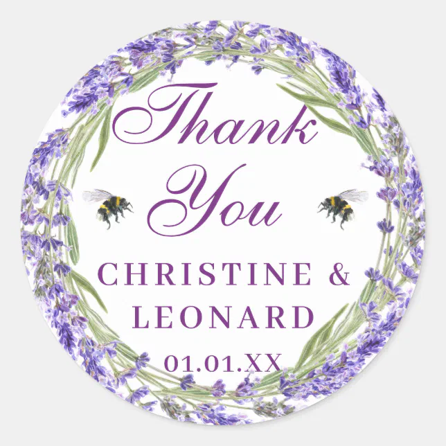 Watercolor Simple Elegant Wedding Thank You Classic Round Sticker | Zazzle