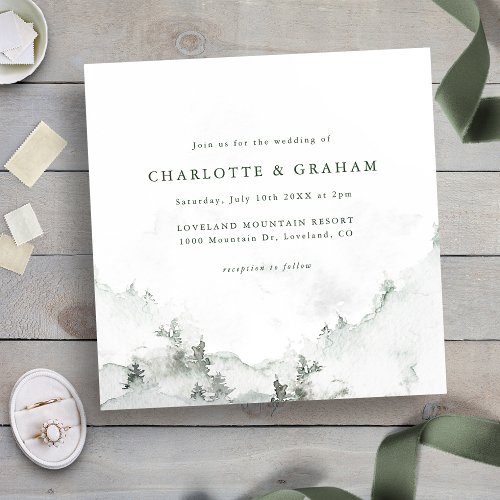 Watercolor Simple Forest Wedding Invitation