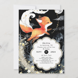 Watercolor Simple Fox Birthday Invitation