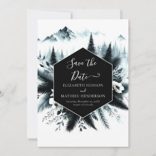 Watercolor Simple Mountain Wedding Save The Date
