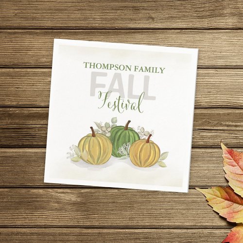 Watercolor Simple Pumpkin Gourd Fall Festival Napkins