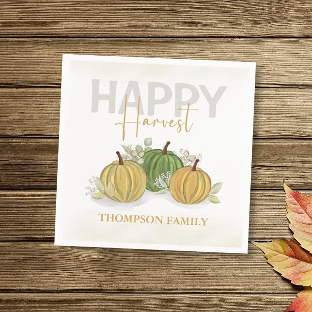Watercolor Simple Pumpkin Gourd Happy Harvest Napkins (Creator Uploaded)