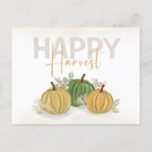 Watercolor Simple Pumpkin Gourd Happy Harvest Postcard (Front)