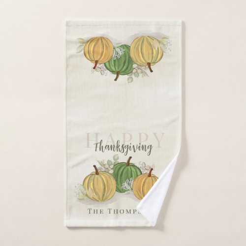 Watercolor Simple Pumpkin Gourd Happy Thanksgiving Hand Towel