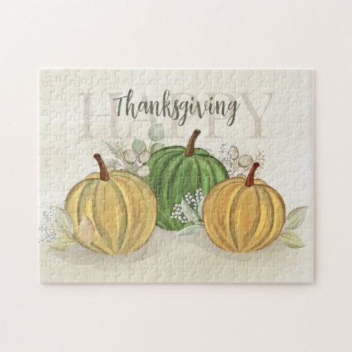 Watercolor Simple Pumpkin Gourd Happy Thanksgiving Jigsaw Puzzle