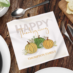 Watercolor Simple Pumpkin Gourd Happy Thanksgiving Napkins