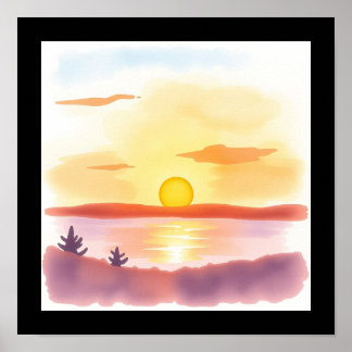 Watercolor SIMPLE Sunset Art Poster