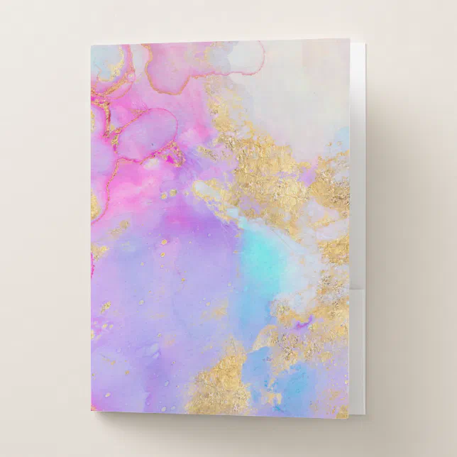 watercolor simulated glitter pocket folder Zazzle