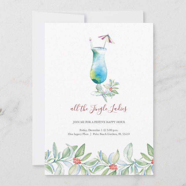 Watercolor Single Ladies Holiday Invitation (Front)