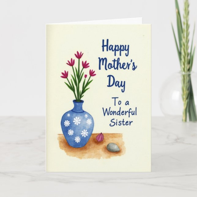 Watercolor Sister Mothers Day Card (Front)