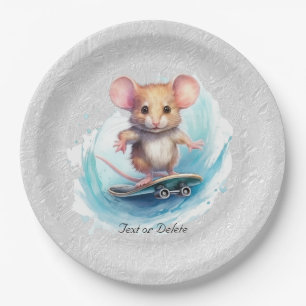 Watercolor Skateboard Mouse Paper Plate