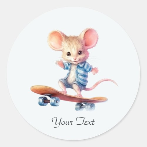 Watercolor Skateboard Mouse Sticker