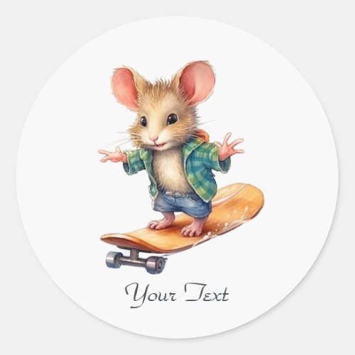 Watercolor Skateboard Mouse Sticker